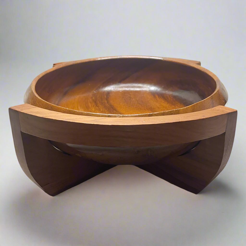 Teak Wood Bowl & Stand - Thailand