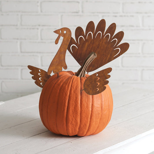 Turkey Pumpkin Decorating Picks - Set of 4