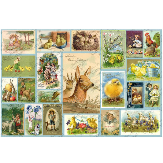 Vintage Easter Cards Decoupage Paper by JRV