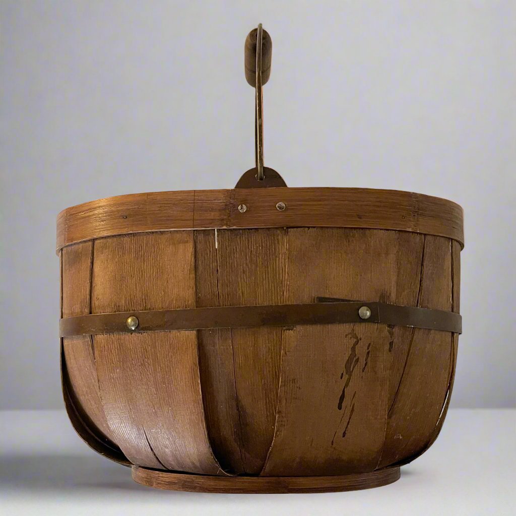 Vintage Handled Wood Basket