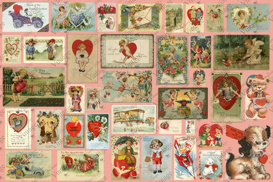 Vintage Valentine Decoupage Paper by JRV