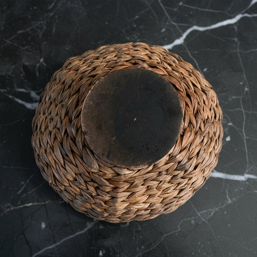 Vintage Water Hyacinth Pedestal Basket