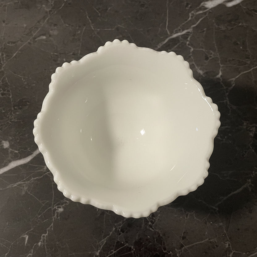 1940s Westmoreland Old Quilt Milk Glass Footed Bell Bowl