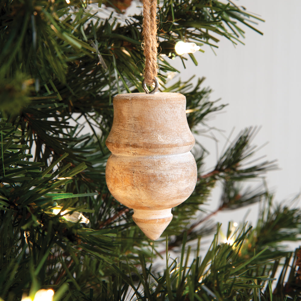 Wood Top Ornaments - Set of 2