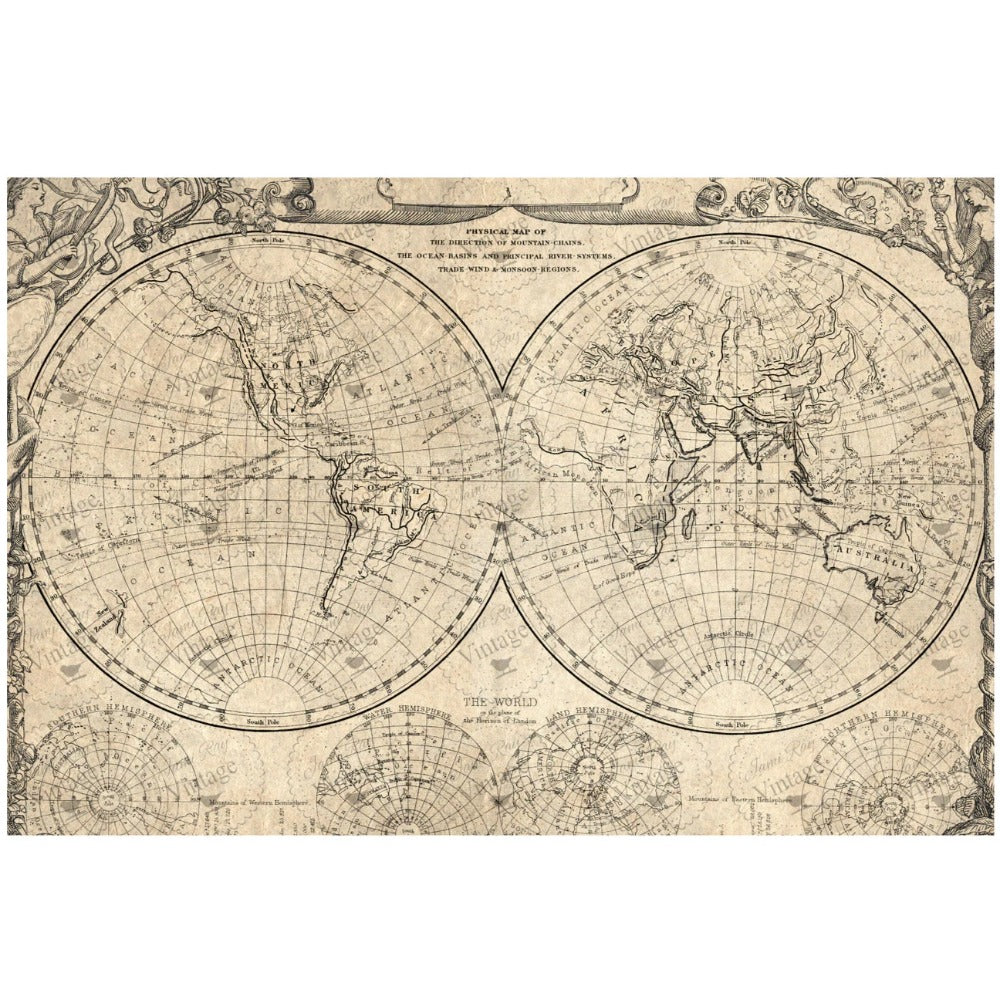 Jrv Decoupage Paper - World Map - 20