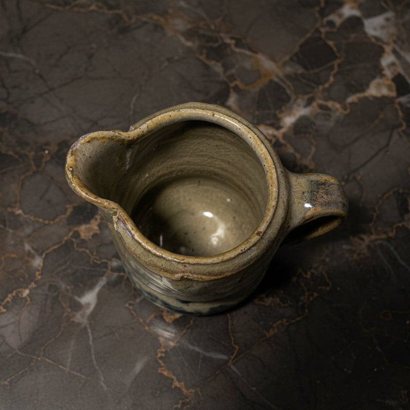 Signed Vintage Art Pottery Creamer | Handmade Green Tone Stoneware