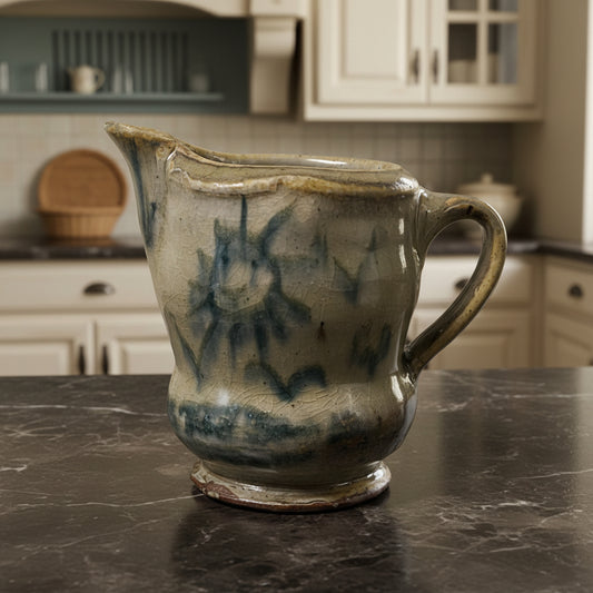 Signed Vintage Art Pottery Creamer | Handmade Green Tone Stoneware