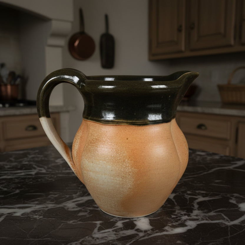2003 Signed Art Pottery Pitcher - Rustic Handmade Vintage Stoneware