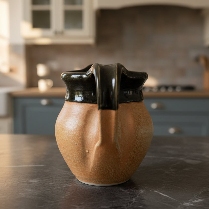 2003 Signed Art Pottery Pitcher - Rustic Handmade Vintage Stoneware