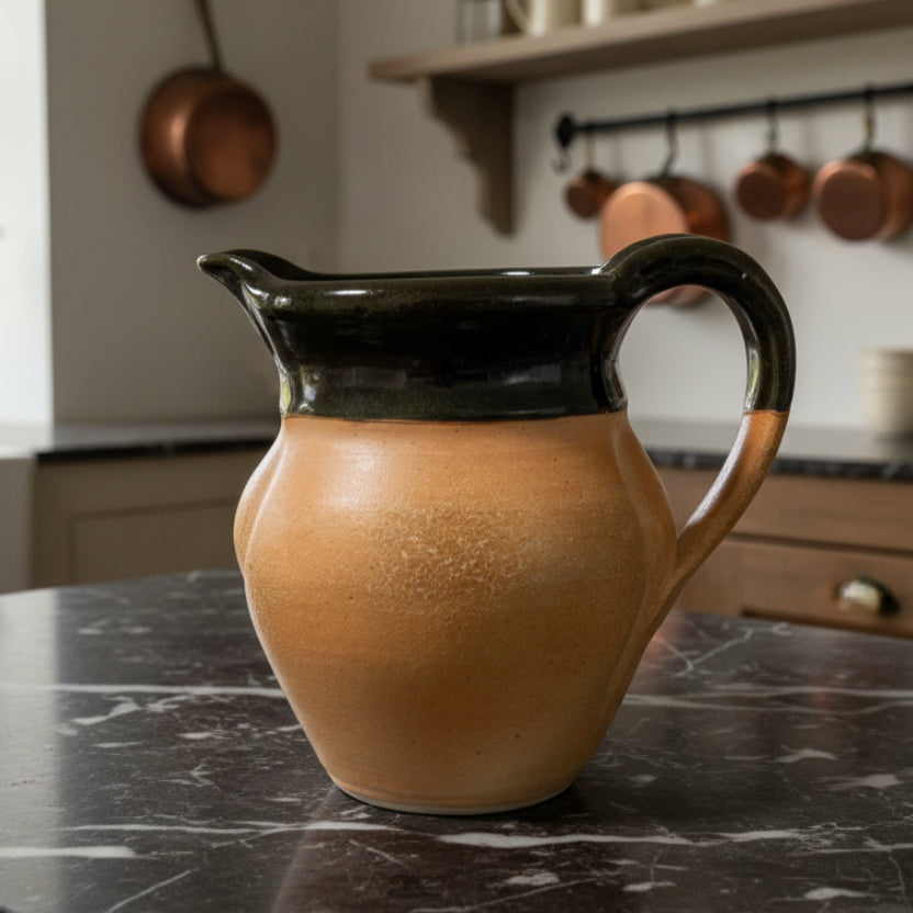 2003 Signed Art Pottery Pitcher - Rustic Handmade Vintage Stoneware
