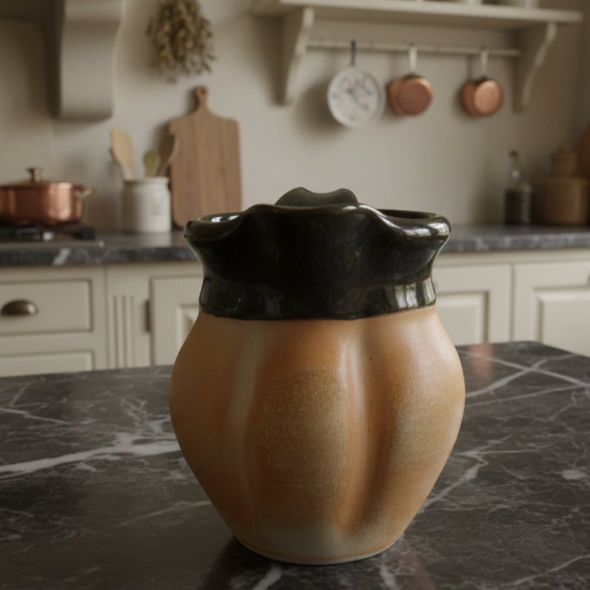 2003 Signed Art Pottery Pitcher - Rustic Handmade Vintage Stoneware