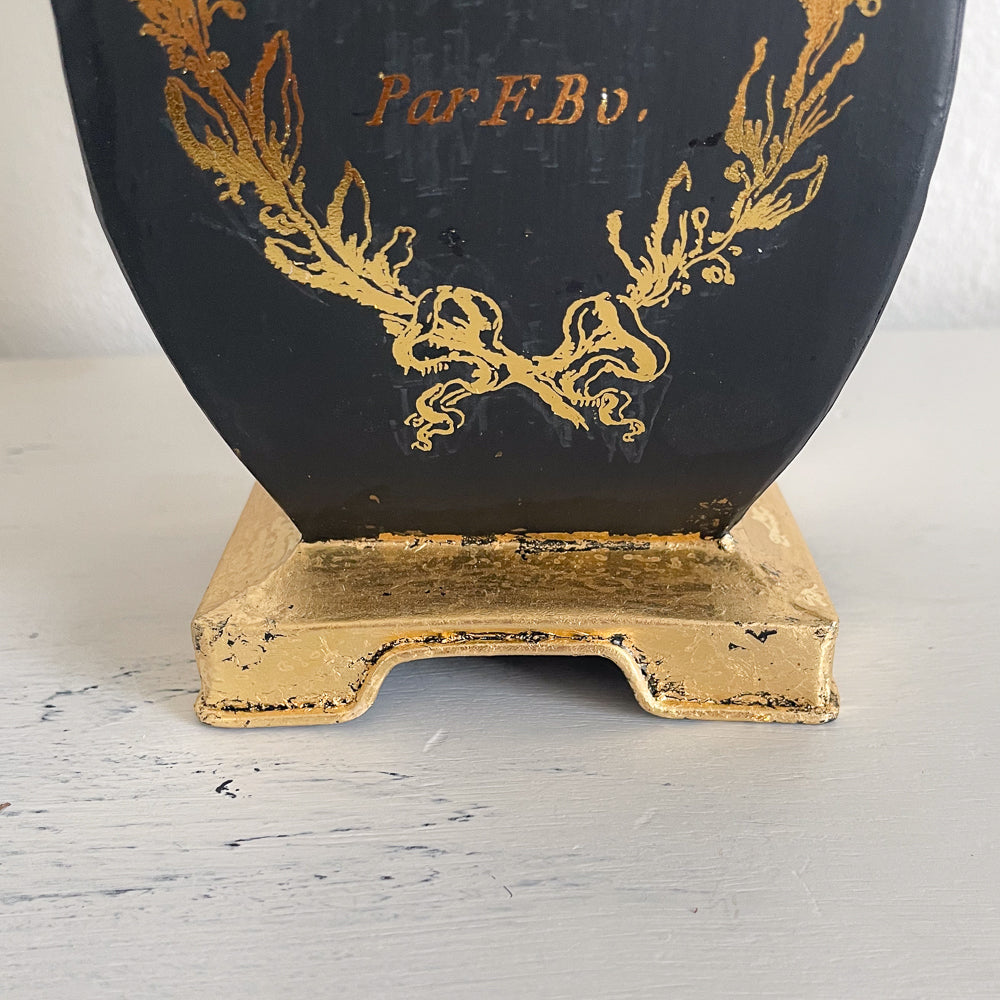 Black & Gold Tin Vase - Upcycled