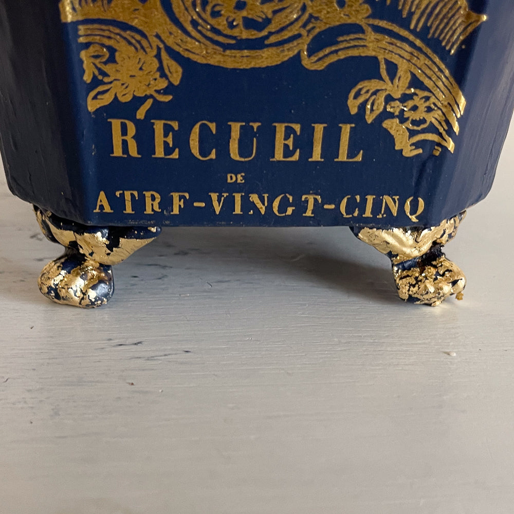 Blue & Gold Tin Vase - Upcycled