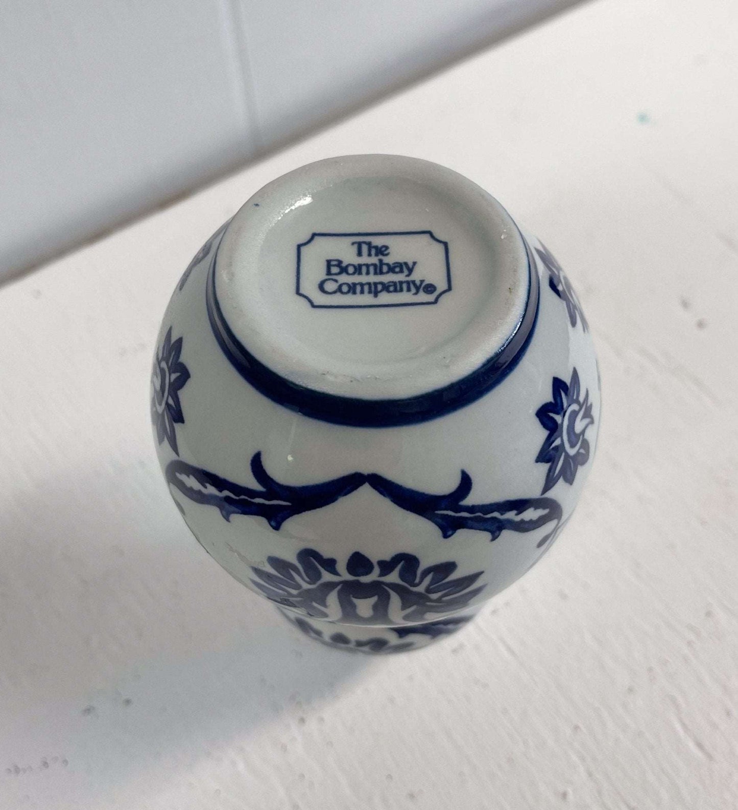 Blue & White Porcelain Bud Vase by The Bombay Co-The Bombay Co-Bud Vase-Stockton Farm