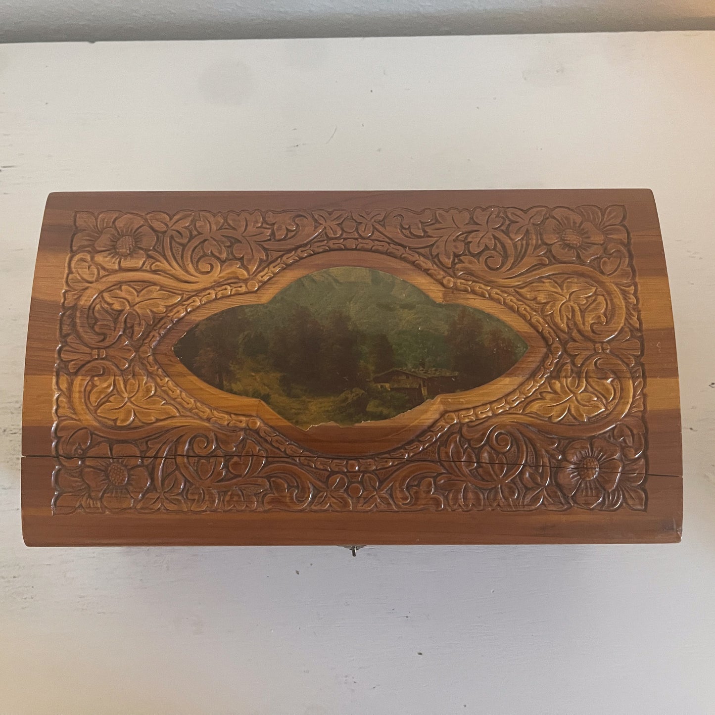 Vintage Carved Cedar Box