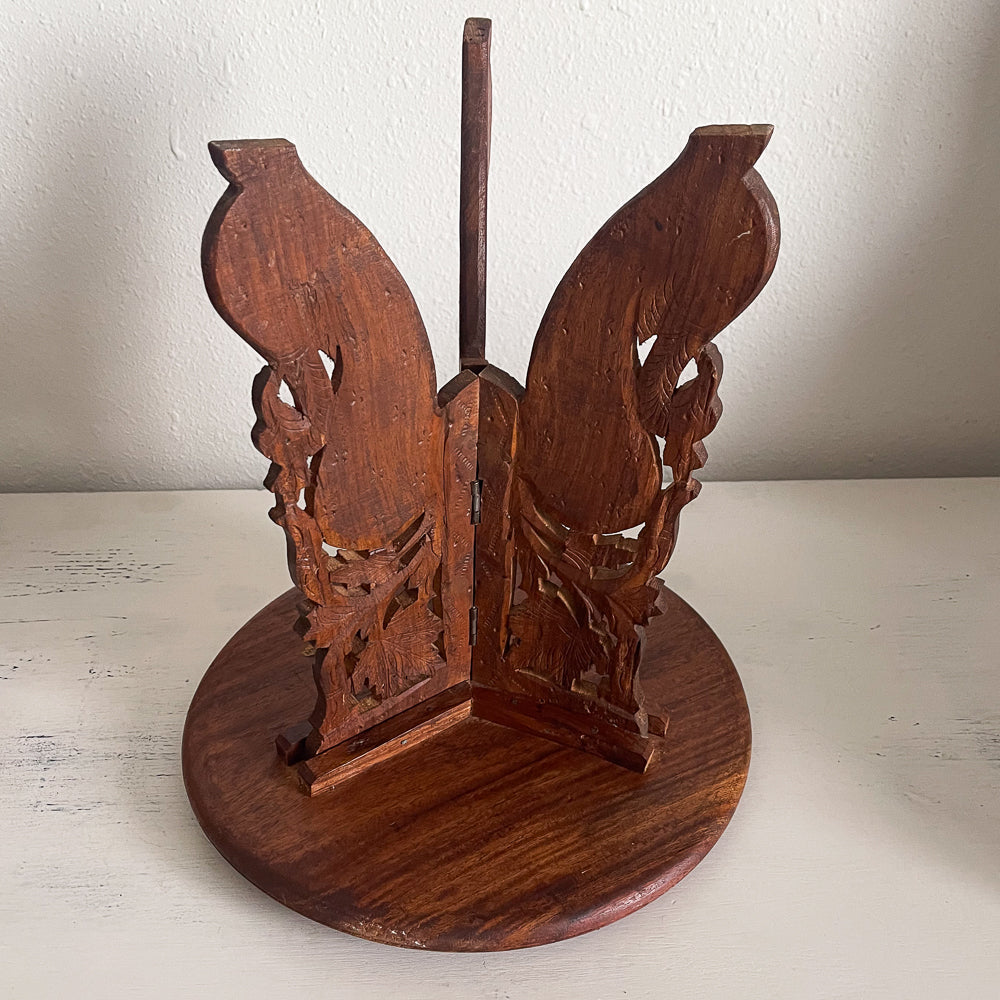 Carved Wood Stand with Inlays