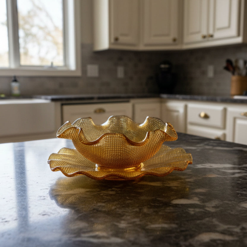 1960s Colony Glass Dessert Bowl with Underplate