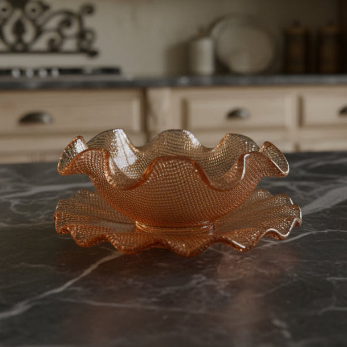 1960s Colony Glass Dessert Bowl with Underplate