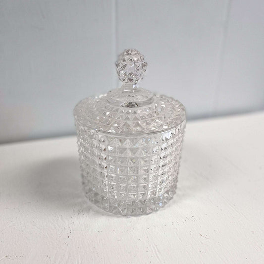 Diamond Glass Lidded Dish-Unknown-Lidded Candy Dish-Stockton Farm