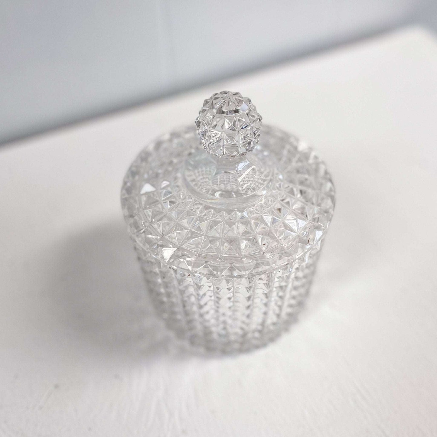 Diamond Glass Lidded Dish-Unknown-Lidded Candy Dish-Stockton Farm