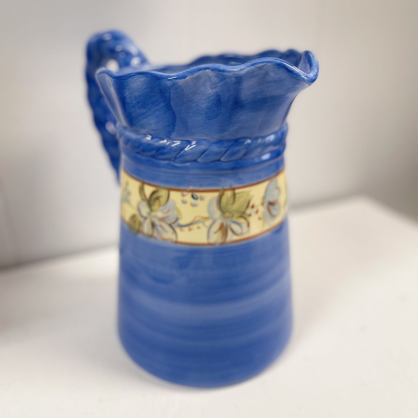 Blue Floral Emilia Pitcher by Tabletops Gallery