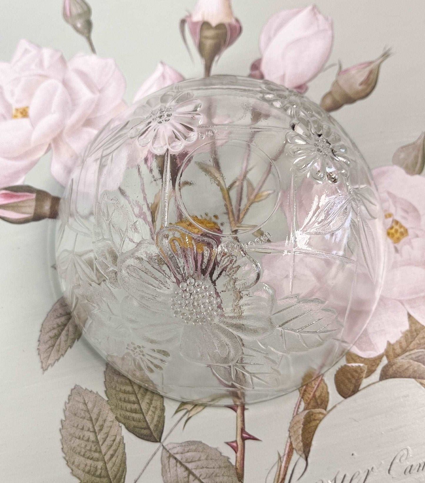 Floral Embossed Bowl by First National Glassware-First National Glassware-Decorative Bowl-Stockton Farm