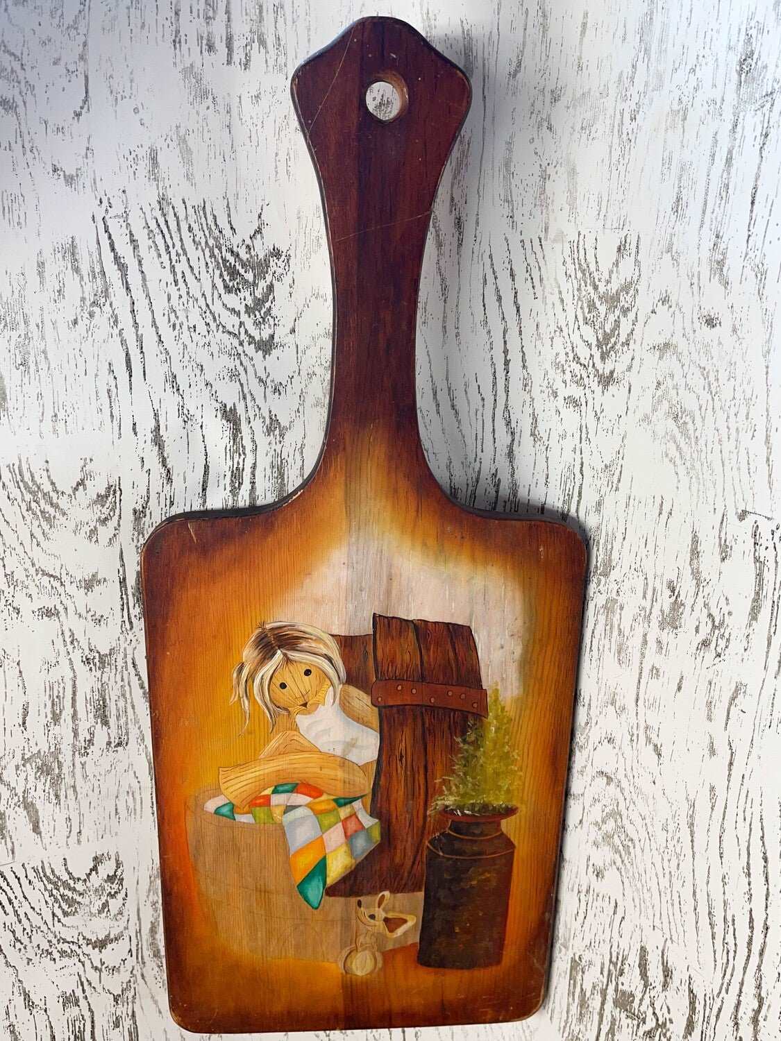 Folk Art Wood Cutting Board Vintage-Vintage-Cutting Board-Stockton Farm