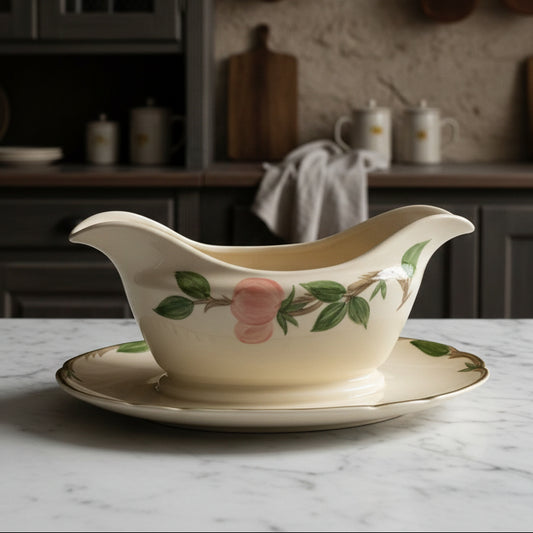 Vintage Franciscan Desert Rose Gravy Boat & Stand