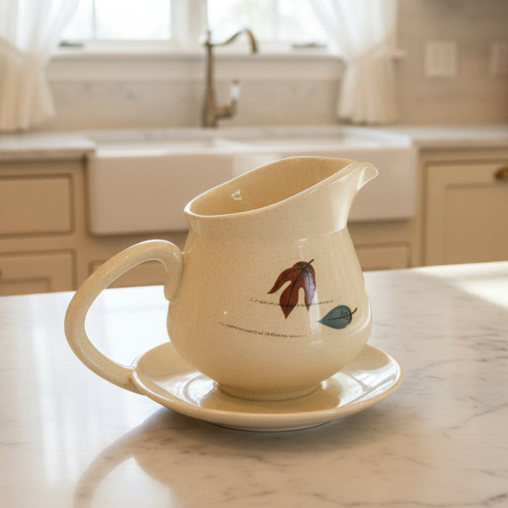 Vintage Franciscan Earthenware Autumn Gravy Boat with Underplate