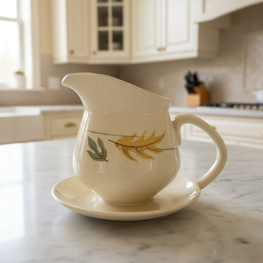 Vintage Franciscan Earthenware Autumn Gravy Boat with Underplate