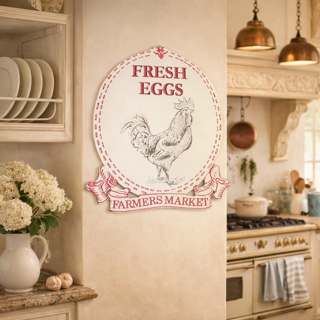 Fresh Eggs Farmers Market Metal Sign - Chad Barrett