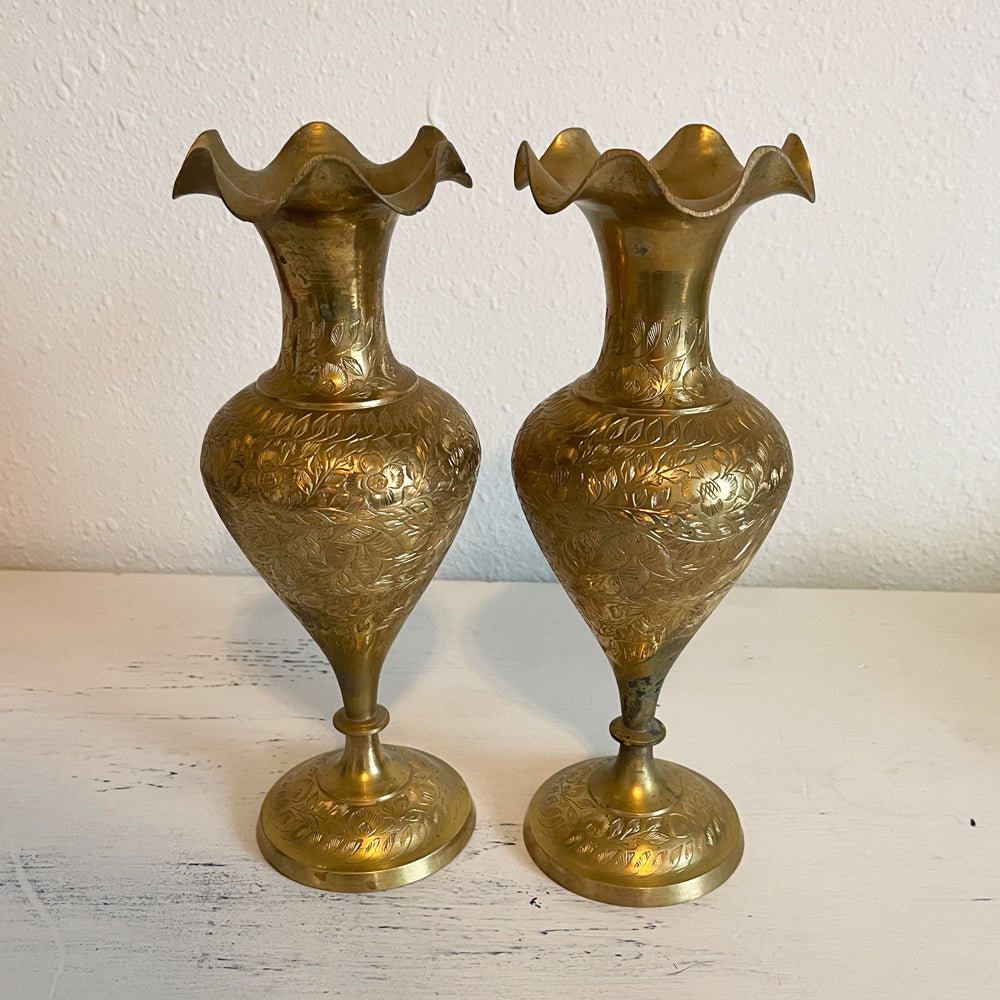 India Brass Vase - Set of 2 - Vintage