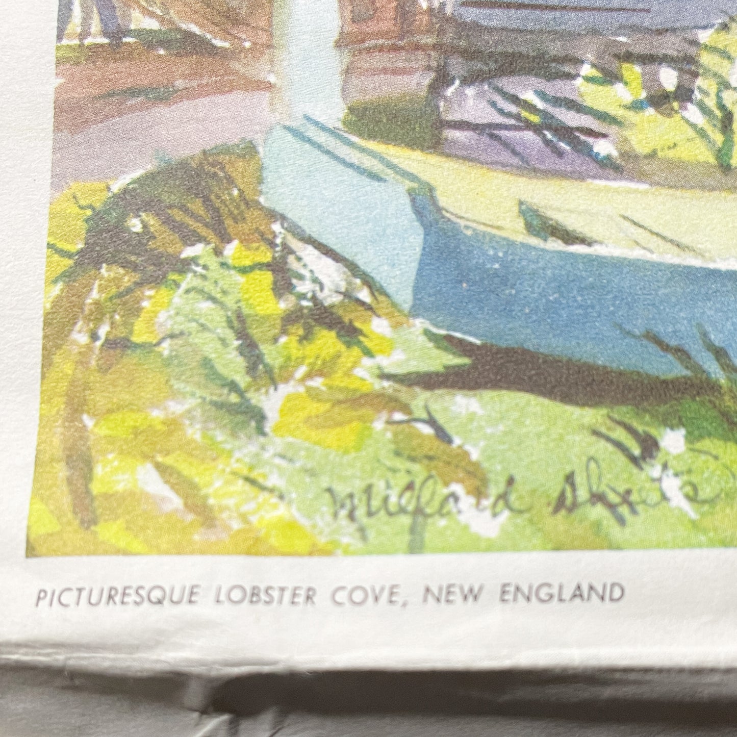 Millard Sheet Print | Picturesque Lobster Cove New England | United Air Lines 1958