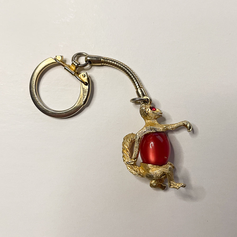 Monkey Pendant with Red Gemstone Belly - Vintage