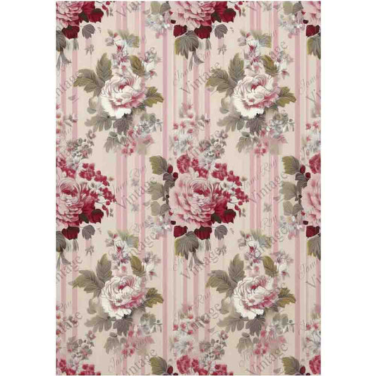 Pink Rose Wallpaper A4 Rice Paper - JRV