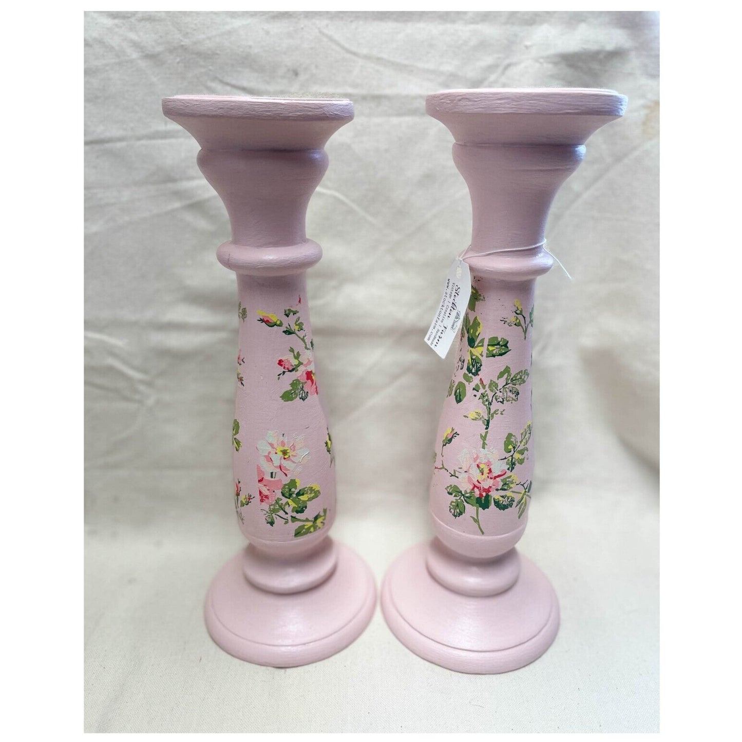 Rose Chinz Pink Candlestick Pair