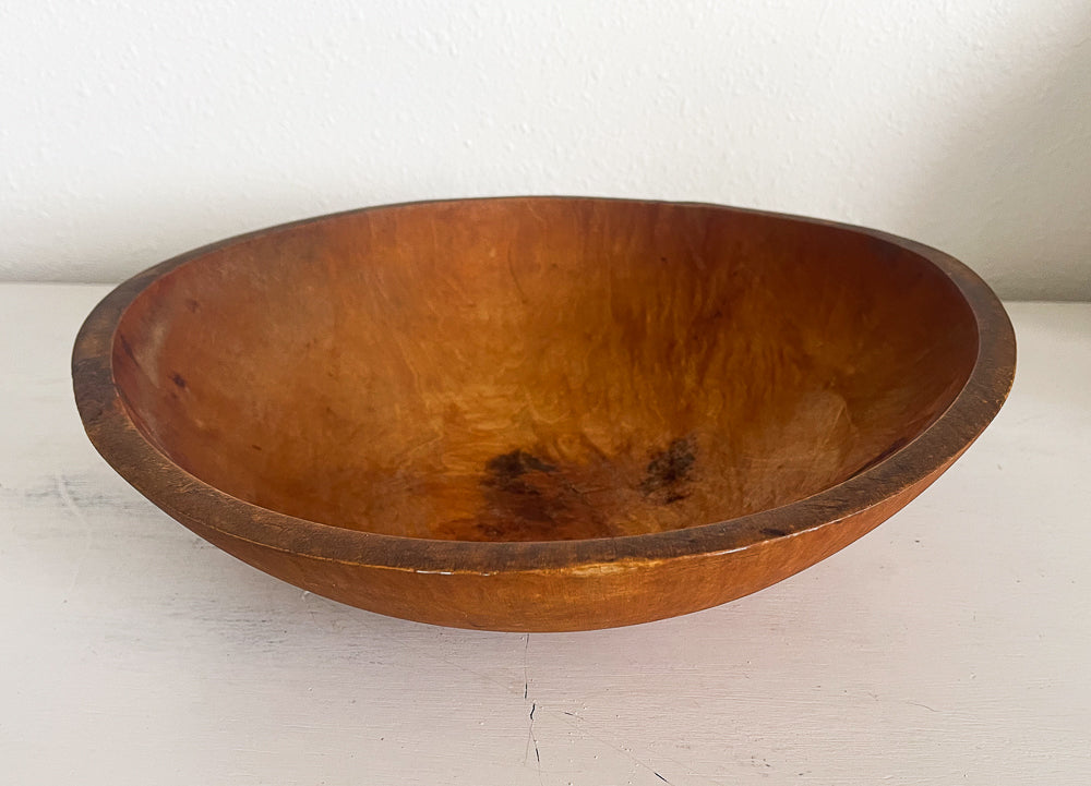 Large Round Wood Dough Bowl - Vintage