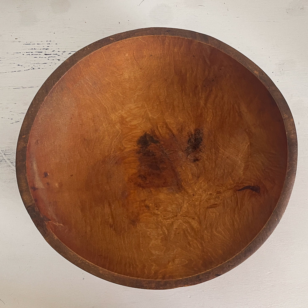 Large Round Wood Dough Bowl - Vintage