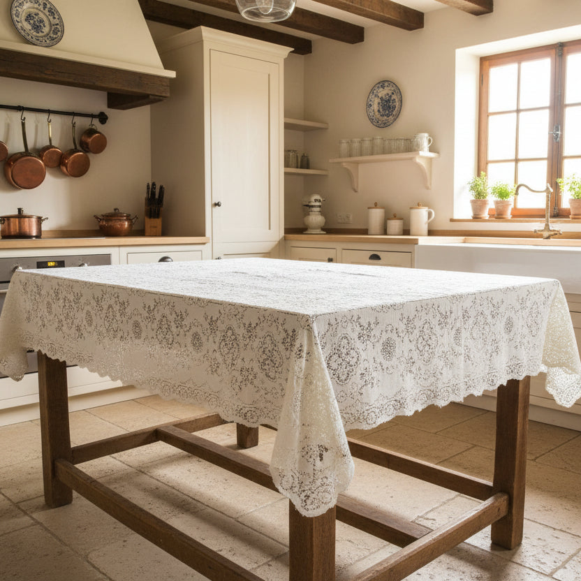 Vintage Scranton Princedale Tablecloth | Ivory 54x72 Cotton Linen USA