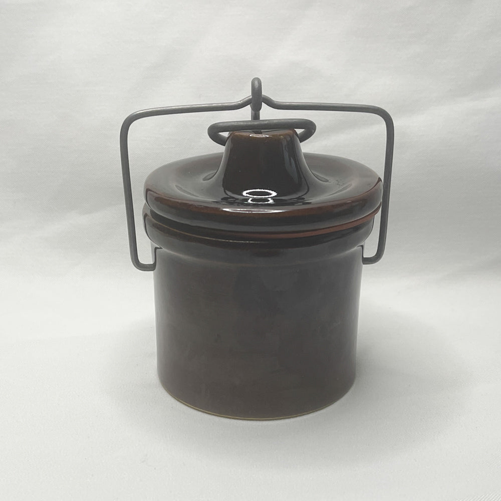 Small Brown Crock with Wire Bail Closure