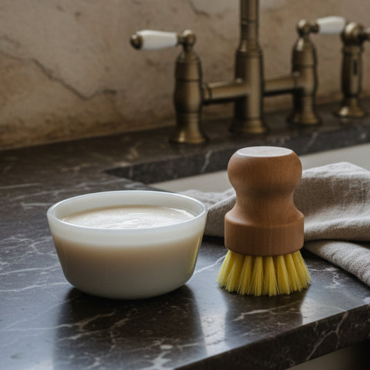 Solid Dish Soap in Milk Glass Ramekin | Rosemary Sage & Eco-Friendly