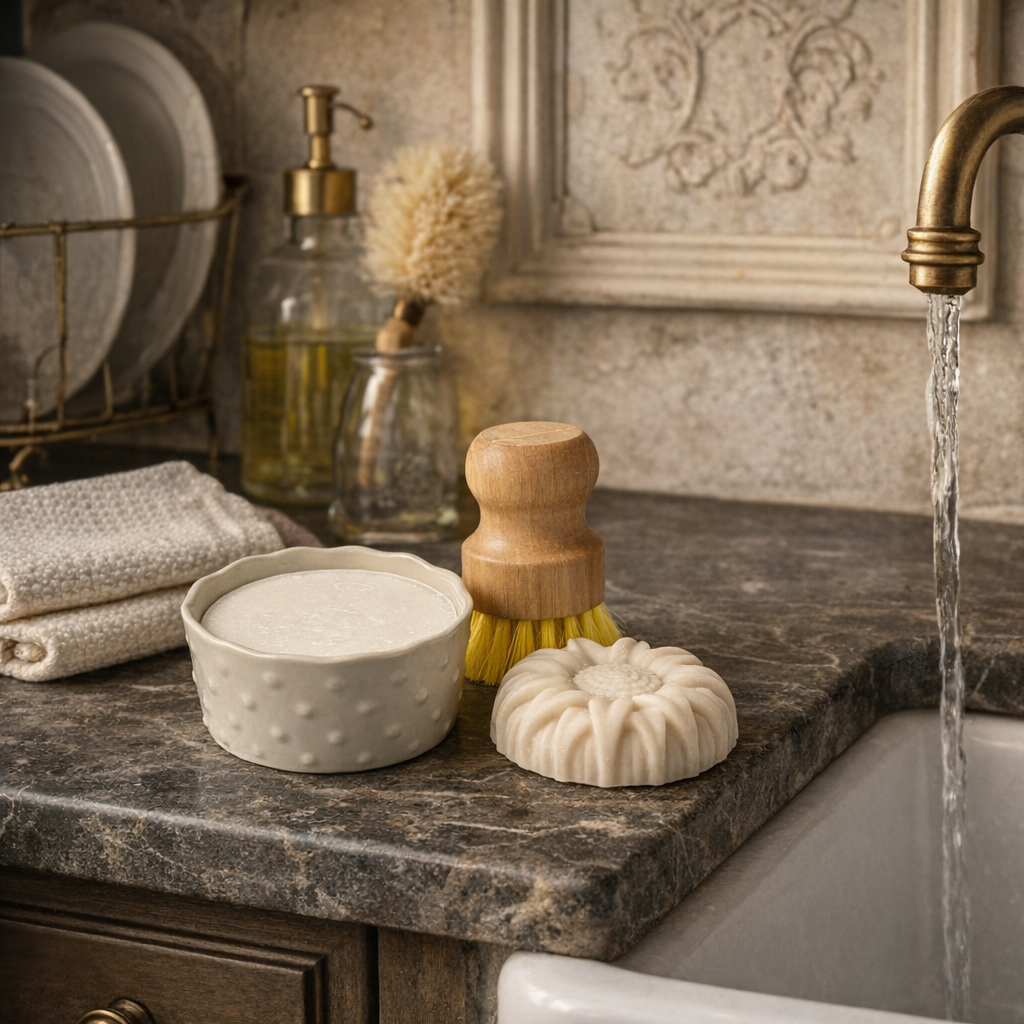 Solid Dish Soap in Ceramic Ramekin | Rosemary Sage & Eco-Friendly