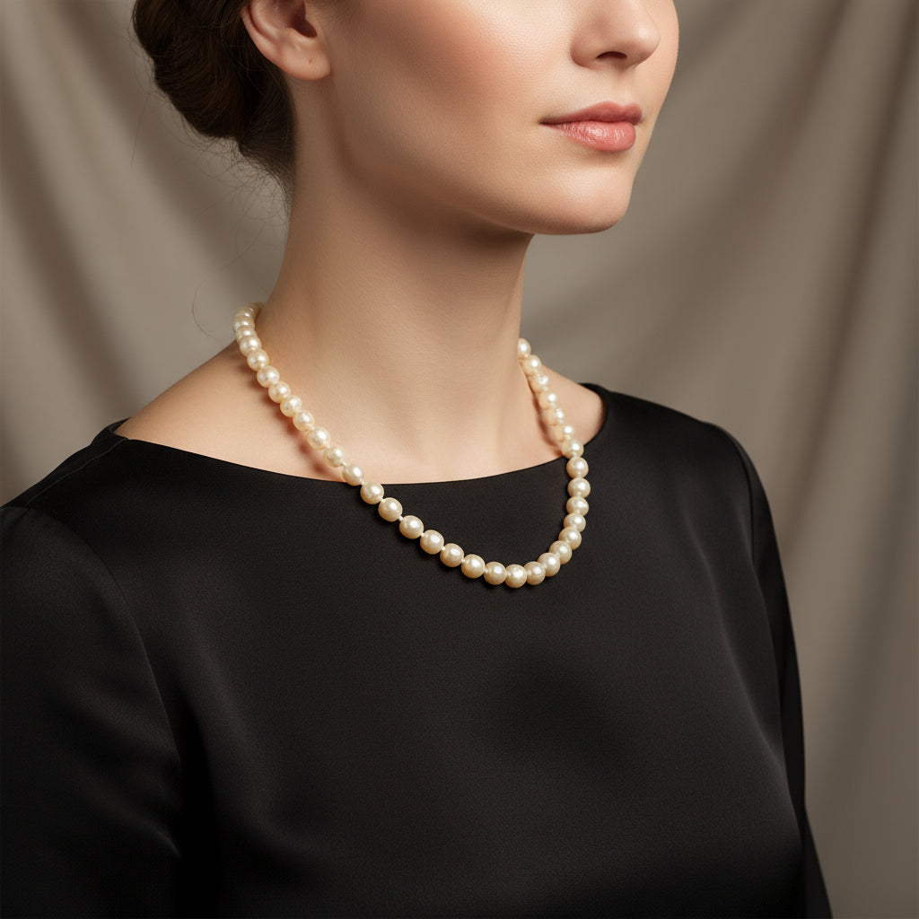 Vintage Faux Ivory Pearl Necklace 19"