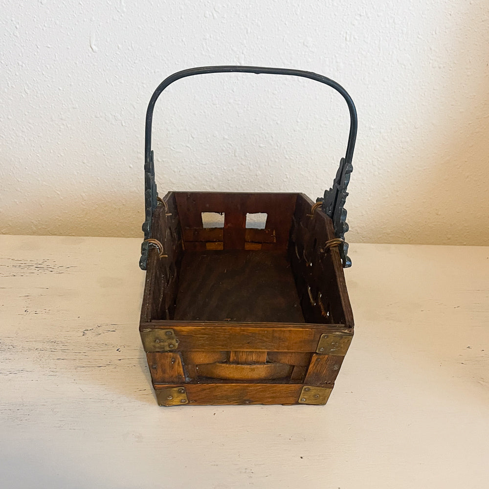 Primitive Wood and Metal Basket