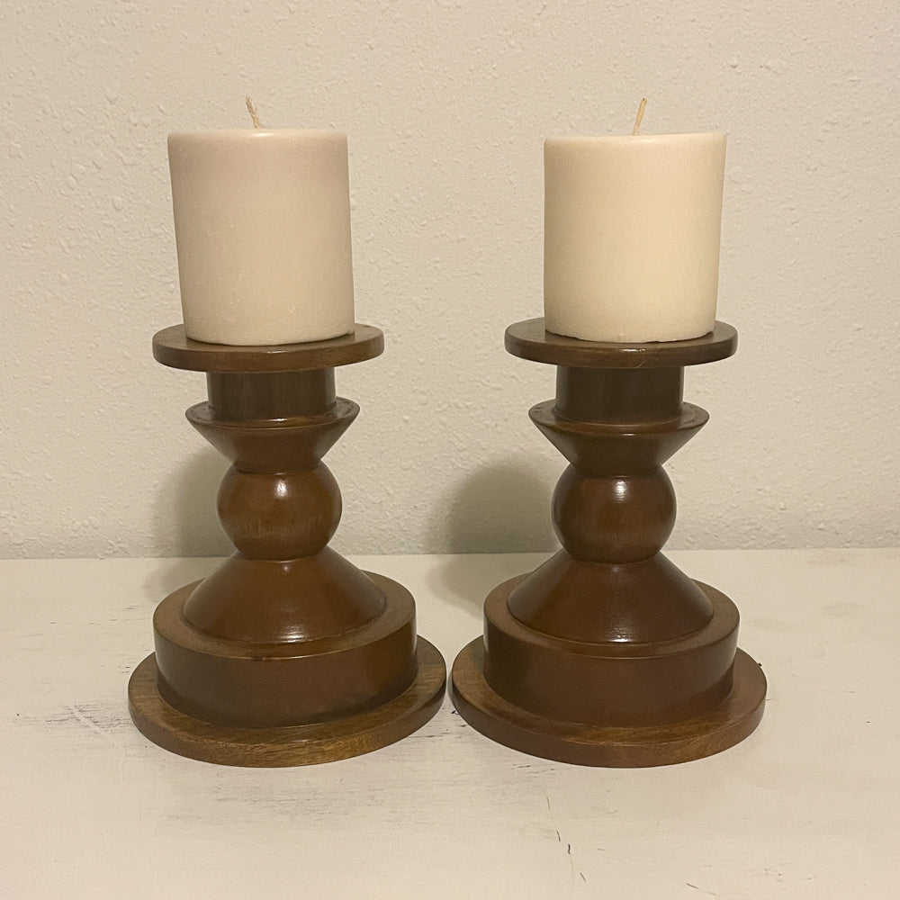 Wood Candle Holder Pair - West Elm