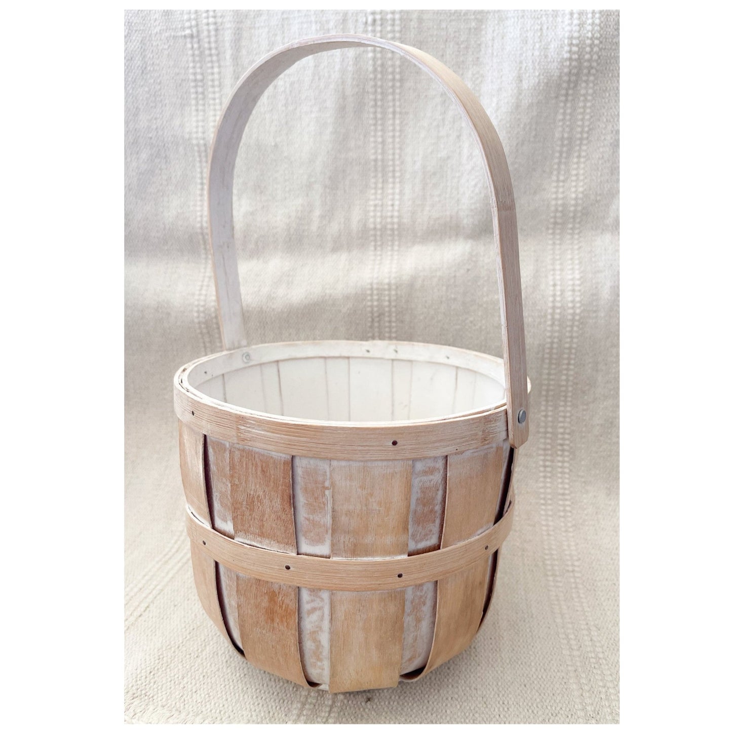 White Washed Handled Fruit Basket