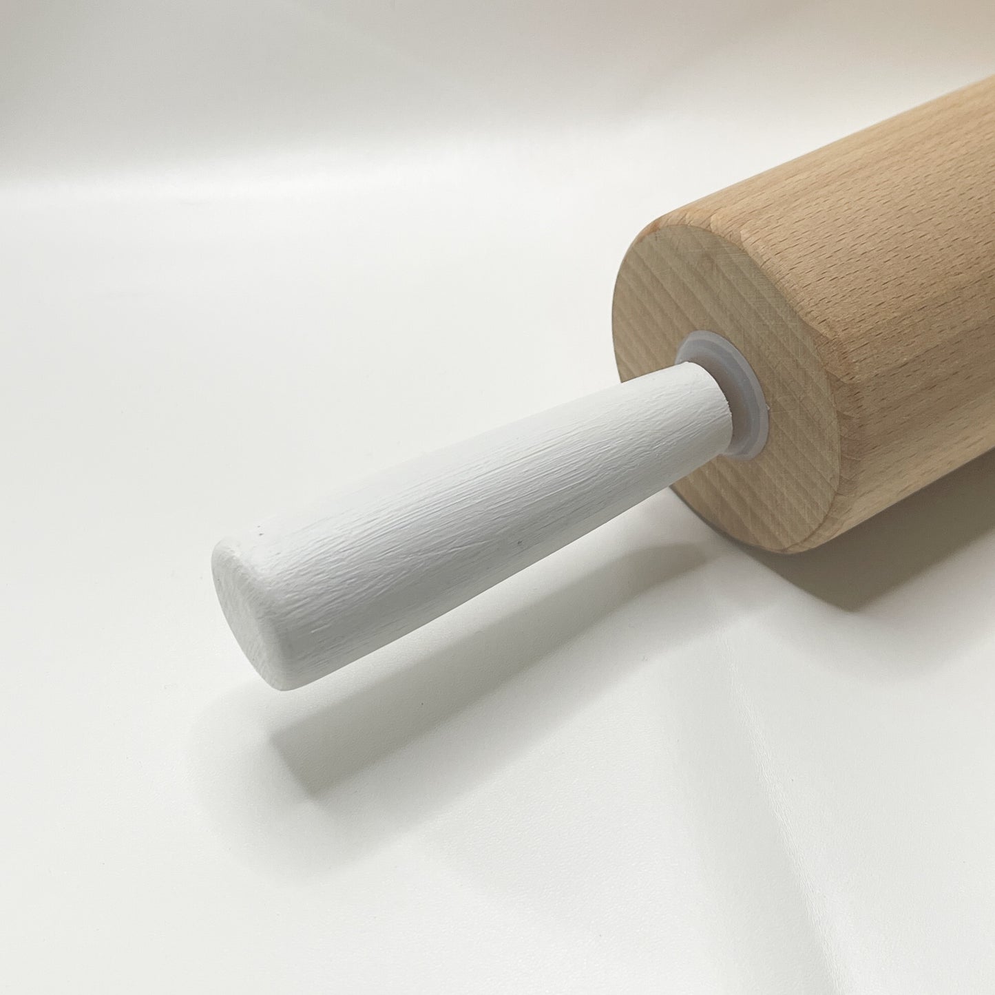 White Handled Wood Rolling Pin