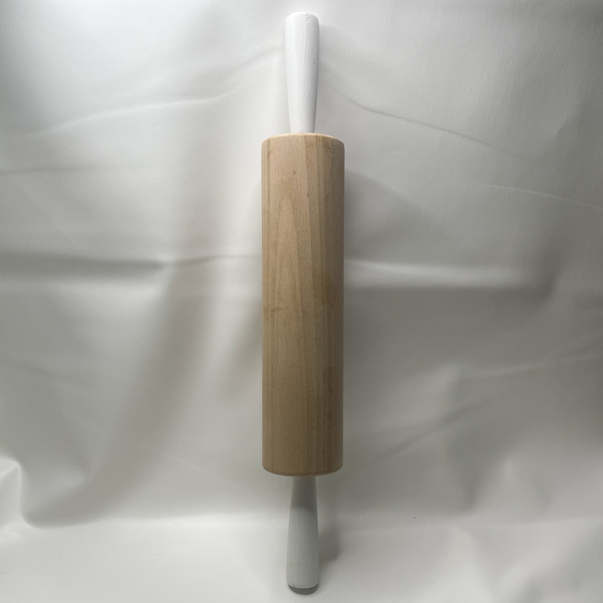 White Handled Wood Rolling Pin