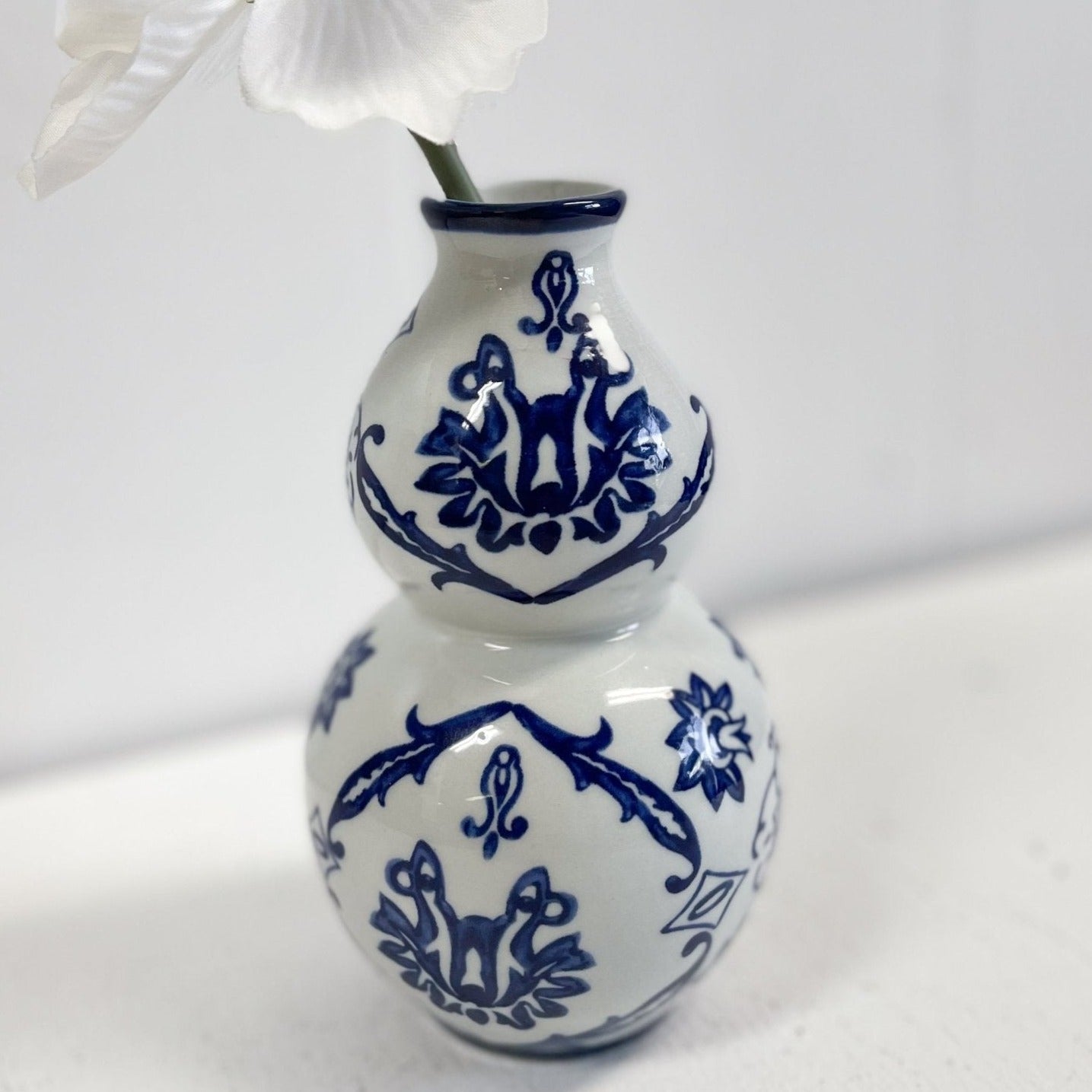 Blue & White Porcelain Bud Vase by The Bombay Co-The Bombay Co-Bud Vase-Stockton Farm