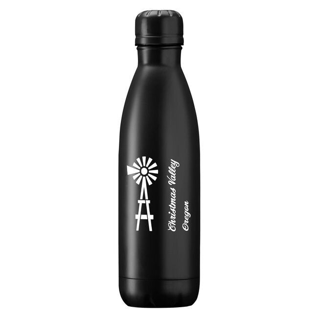 Christmas Valley Black Insulated Water Bottle-Stockton Farm-Water Bottle-Stockton Farm
